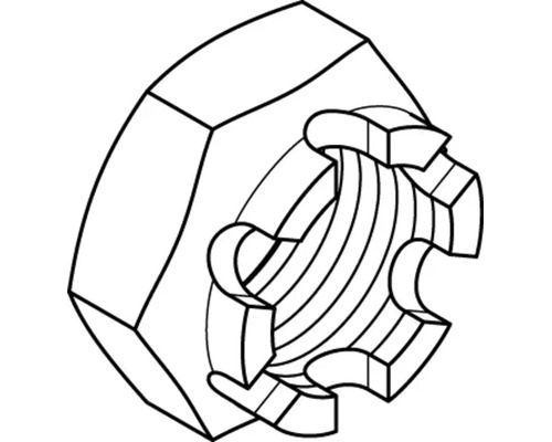 Kronenmutter mit Innengewinde aus Metall
