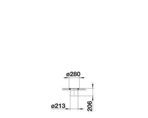 Dessin technique d'un produit encastrable rond avec un diamètre de 280 millimètres et une profondeur d'encastrement de 206 millimètres.