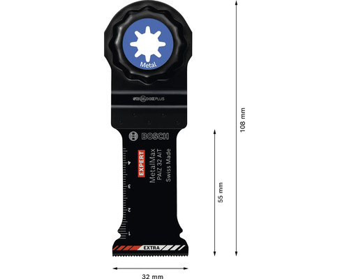 Bosch Starlock Plus Expert MetalMax PAIZ 32 AIT Tauchsägeblatt für Metall, 32 Millimeter Breite, Länge 108 Millimeter, Schnitttiefe 55 Millimeter
