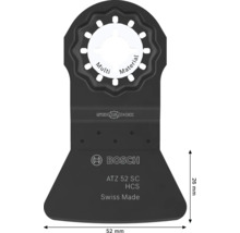 Lame pour outil multifonction Bosch Starlock ATZ 52 SC Multi Material, 52 millimètres de largeur, 26 millimètres de profondeur, acier HCS.