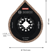 Plateau de poncage delta Bosch Expert AVZ 70 RT4 Starlock pour materiaux mineraux avec un diametre de 70 millimetres et une hauteur de 87 millimetres