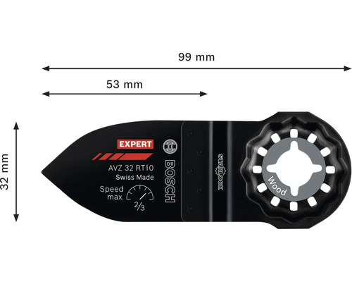 Bosch Expert AVZ 32 RT10 Starlock Tauchsägeblatt für Holz mit Maßen 99 Millimeter Gesamtlänge, 53 Millimeter Schnittlänge und 32 Millimeter Breite