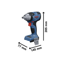 Visseuse a chocs sans fil Bosch GDS 18V 330 HC avec dimensions 205 par 145 par 77 millimetres
