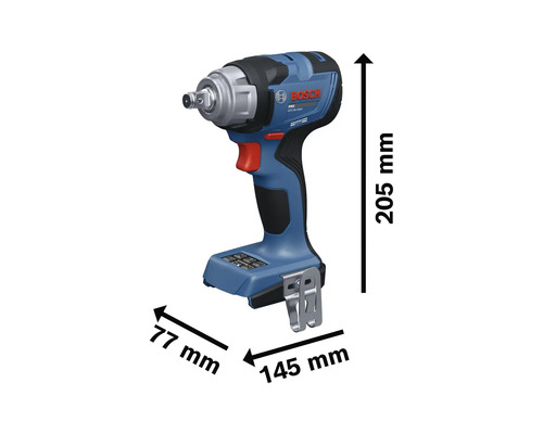 Visseuse a chocs sans fil Bosch GDS 18V 330 HC avec dimensions 205 par 145 par 77 millimetres