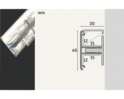 LED-Profil mit Abmessungsskizze