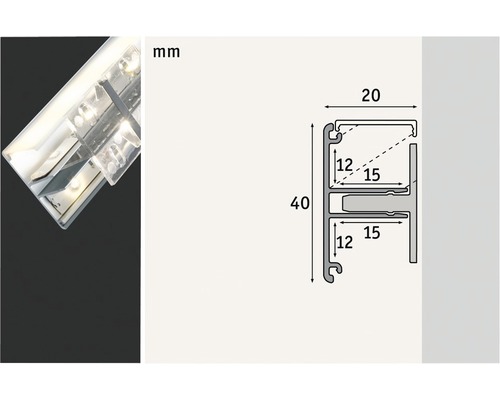 LED Profil mit technischen Zeichnungen