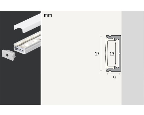 LED-Profil mit Abmessungen
