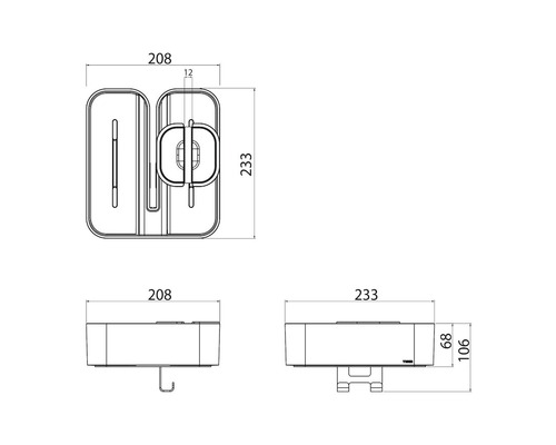 Schéma technique d''un distributeur de savon avec dimensions.
