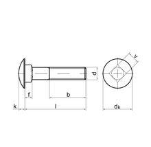 Dessin technique d''une tête de boulon de charrue avec indications de taille