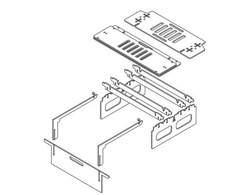 Schéma éclaté d''une étagère à monter soi-même