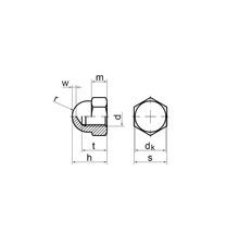 Dessin technique d''un écrou borgne avec indications de dimensions