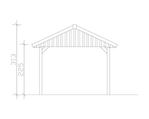 Dessin technique d''un pavillon avec indications de hauteur
