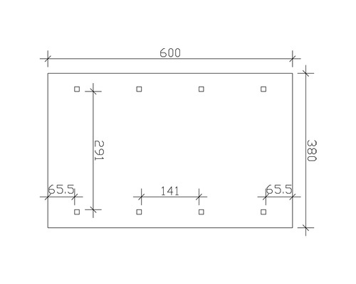 Schéma technique avec dimensions pour une plaque rectangulaire