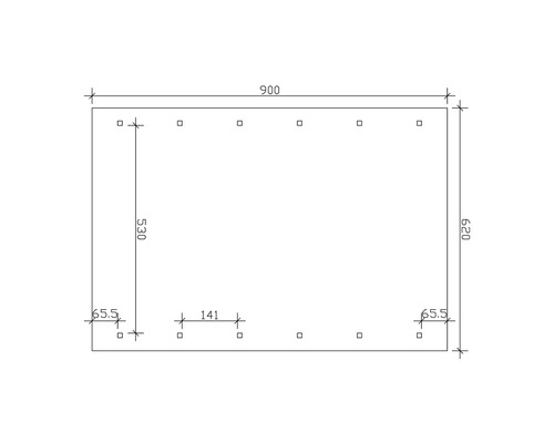 Dessin technique avec indications de dimensions : 900, 620, 530 et 141.