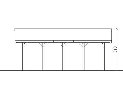 Technische Zeichnung eines Carports mit Höhenangabe 313