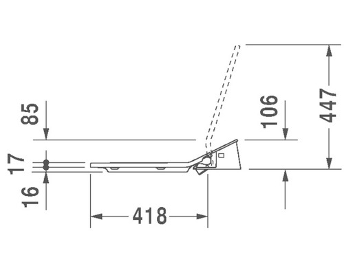 Schéma technique d''un siège de WC avec cotation