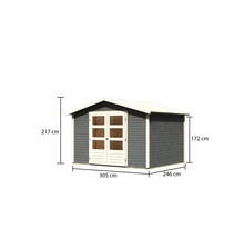 Abri de jardin en bois avec double porte et dimensions 305 x 246 x 217 cm