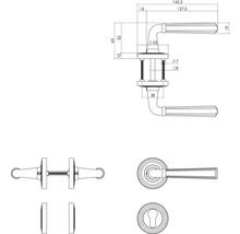 Dessin technique d''une poignée de porte avec dimensions