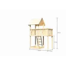 Karibu Kinderspielturm "Lotti" Satteldach SET aus nordischer Fichte, naturbelassen mit Anbau-thumb-5