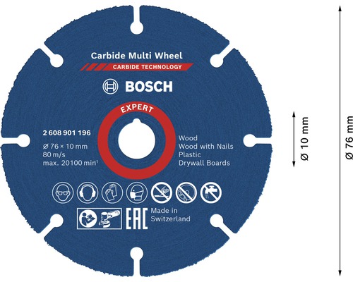Carbid-Multirad-Trennscheibe mit 76 Millimeter Durchmesser von Bosch