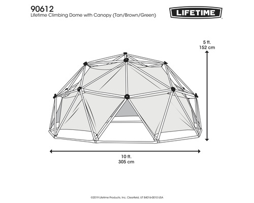 Dôme d''escalade Lifetime avec auvent, dix pieds de diamètre et cinq pieds de hauteur