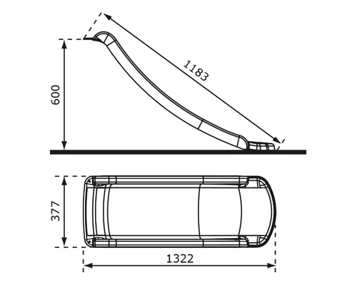 Schéma technique d''un toboggan pour enfants avec dimensions