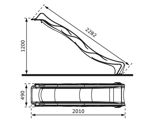 Dessin technique d''un toboggan avec cotes