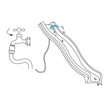 Illustration d''un toboggan aquatique avec raccordement d''eau à un robinet.