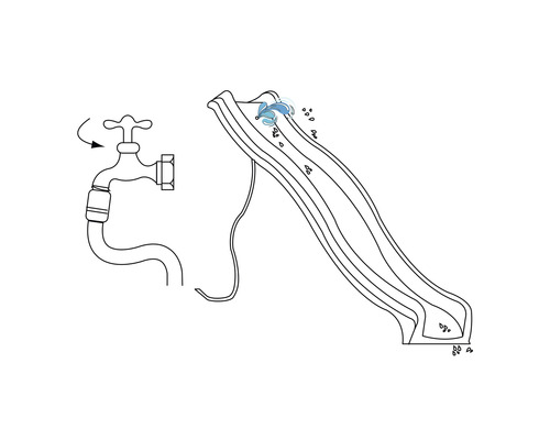Illustration d''un toboggan aquatique avec raccordement d''eau à un robinet.