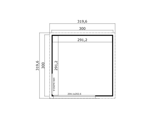 Dessin technique d''un abri de jardin avec indications de dimensions