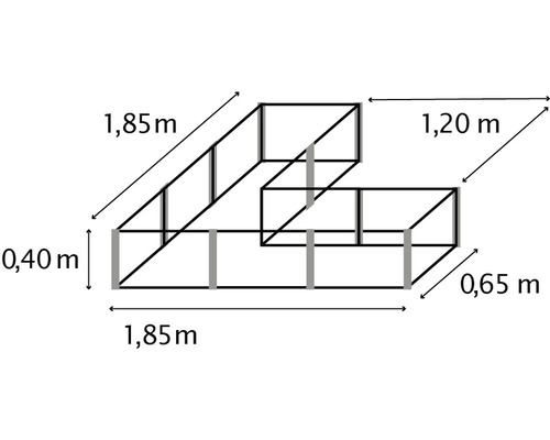 Modèle filaire d''un potager surélevé avec dimensions