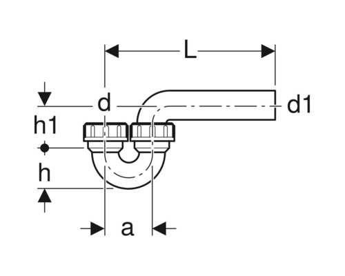 Schéma d''un siphon avec indications de mesure