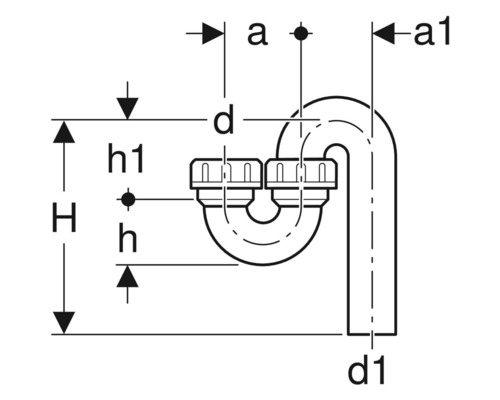 Dessin technique d''un siphon avec dimensions