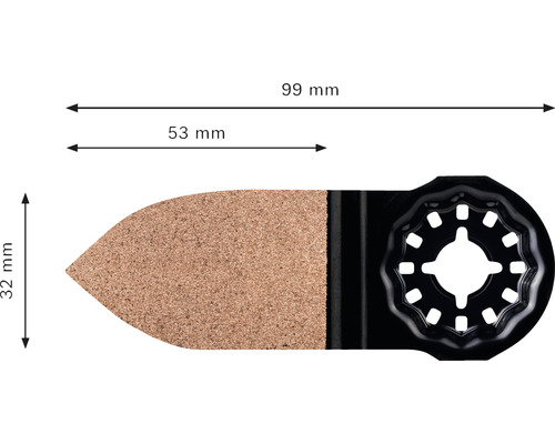 Feuille abrasive oscillante, 32 mm de large, 99 mm de long