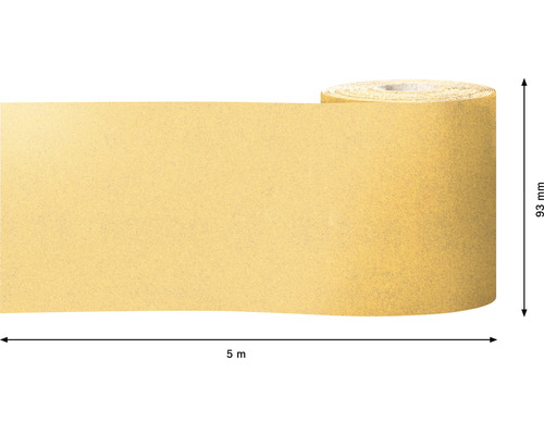 Rouleau de papier abrasif d''une longueur de 5 mètres et d''une largeur de 93 millimètres.