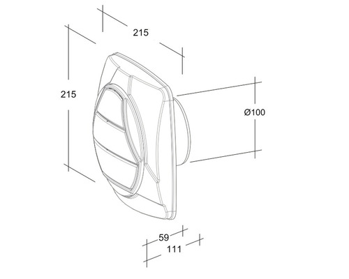 Dessin technique d''un ventilateur mural avec indications de dimensions