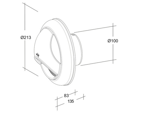 Dessin technique d''un ventilateur tubulaire avec indications de dimensions