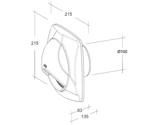 Dessin technique d''un ventilateur avec indications de dimensions