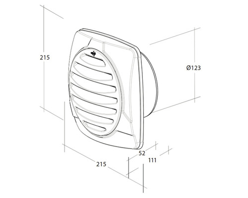 Schéma technique d''un ventilateur mural avec dimensions