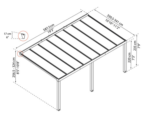 Schéma technique d''un pavillon avec dimensions