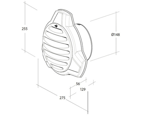 Technische Zeichnung einer Wanddurchführung mit Maßen