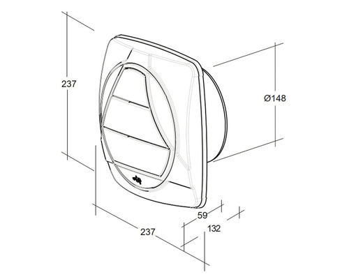 Schéma technique d''un ventilateur mural avec dimensions