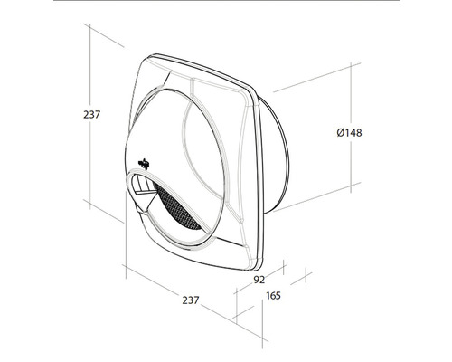 Dessin technique d''un ventilateur mural avec dimensions