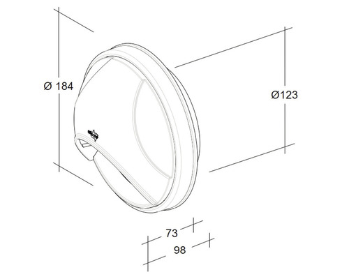Technische Zeichnung einer Wandleuchte mit Maßangaben