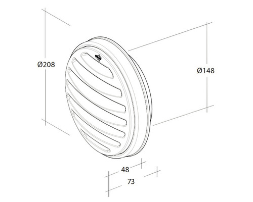 Schéma technique d''une grille de ventilation ronde avec indication des dimensions