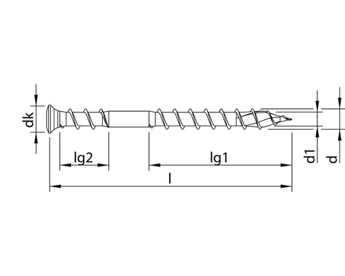 Illustration d''une tête de vis avec filetage et indication des dimensions