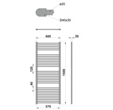 Schéma technique d''un radiateur avec cotes