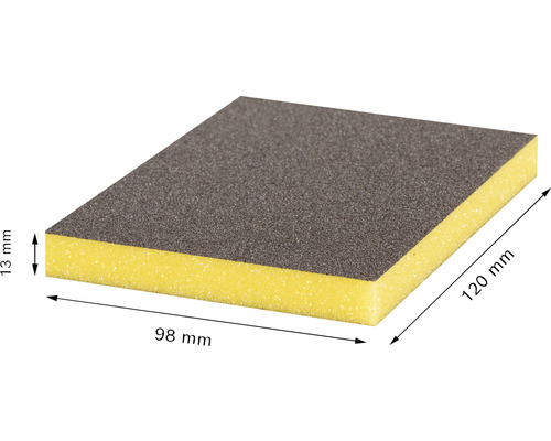Éponge abrasive de dimensions 120 mm x 98 mm x 13 mm