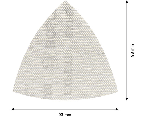 Papier abrasif triangulaire avec une longueur d''arête de 93 mm.