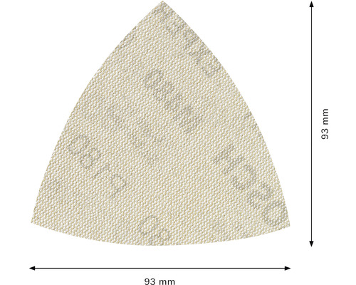 Papier abrasif triangulaire d''une taille de 93 mm.